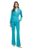 Kvinnors landningsbanor Jumpsuits Rompers Notched Collar Longe ärmar Randiga asymmetriska ruffles High Street Fashion Designer Pants