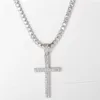 Karopel Hip Hop Micro Pave Zircon Cross Cross Crastal Custom Size Tennis Chain Necklace Ice Out Out حول الرقبة 210929264T