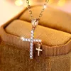 Ожерелья с подвесками Y2K, модное белое циркониевое ожерелье с двойным крестом, 14-каратное позолоченное ожерелье с христианским Иисусом, готические украшения для женщин