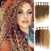 Human Hair Bulks FASHION IDOL Afro Kinky Curly Hair Bundles Synthetic Hair Extensions 24-28inch 6Pcs/Lot Ombre Blonde Hair Weaves For Black Women 230925