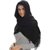 Foulards Mode femmes écharpe mince châles couleur unie femmes écharpe hiver Hijabs glands Long cachemire comme Pashmina Hijabs foulards enveloppes 230923