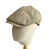 Berets japenese elegante elegante mulheres senhoras casual algodão hera chapéu sólido linho artista francês boné octogonal gorros