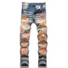 2023 designer jeans calças de linho dos homens calças hip hop jeans angustiado rasgado motociclista fino ajuste motocicleta denim para homem