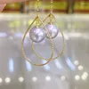 Dangle Earrings MeiBaPJ 8-9mm Natural Round Pearls Fashion Drop Setting DIY Empty Holder 925 Silver Fine Wedding Jewelry For Women