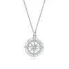 Kedjor blå smycken 925 sterling silver kompass halsband flickor souvenir tack ge gåva