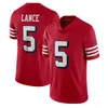 2023 Football Jersey 5 Trey Lance 97 Nick Bosa 85 George Kittle 19 Deebo Samuel 80 Jerry Rice 54 Fred Warner 13 Brock Purdy 23 Christian McCaffrey