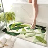 Ковры с зелеными листьями, флокированный коврик для ванной, нескользящий впитывающий коврик из микрофибры для ванной комнаты, домашний входная дверь, супер мягкие коврики
