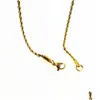 Kettingen 18K Vergulde Touwketting Roestvrij Stalen Ketting Voor Vrouwen Mannen Gouden Modeontwerp Gedraaid Hiphop Sieraden Cadeau 2 3 4 5 6 Dhdn0