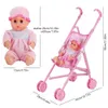 Narzędzia warsztat 2PCSSet Baby Pink Doll Wspaceruje z wózkiem z zestawem plastikowego lalki meble do przedszkola Furty Plays Udawanie zabawki dla dzieciaka 230925