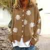 Women's Knits Tees Women Daisy Knitted Sweater Loose Oversize Autumn Winter Jumper Cardigan Thick Casual Warm Cropped Sweater Button Coat 230923