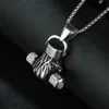 Pendentif Colliers Personnalité Creative Titanium Steel Collier Ne se décolore pas Fitness Fist Haltère Sports Punk Hip Hop Power Jewel344G