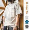 メンズTシャツのマデンヴィンテージ320Gヘビー級エアレイヤーTシャツメンカジュアル特大シャツポケット短袖夏の通気性トップス