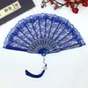 Ventilador de penas de renda dobrável, portátil, estilo vintage chinês, leques dobráveis para festa de casamento, decoração de dança