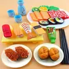 Kitchens Play Food Kids Kitchen Simulation Barbecue Japanese Pretend Sushi Tuna Shrimp Wasabi Sashimi Toy Set Girl Boy Cooking Toys Model 230925