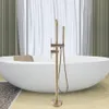 Borsted Gold Floot Stand Bathtub Faucets Black Polished Golden Chrome Badrum Kranen229w