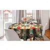 Table Cloth India Floral Ethnic Arabian Paisley And Flowers Flamingo Vanilla Forest Green Round Tablecloth By Ho Me Lili Tabletop Decor