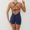 Ensembles actifs Combinaison courte Femmes Sportswear Lycra Gym Vêtements Pour Sport Ensemble Dos Nu Fitness Salopette Sexy Barboteuse Mono Mujer Rouge Bleu