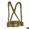 Midjestöd Mens Army Military Molle Belt Suspenders X H-formad backstrap-stridsbelagjakt i midjan med mjuk vadderad dropp Deli Dhron