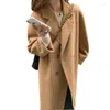 Jaquetas femininas dupla face cashmere casaco comprimento médio 2023 coreano hepburn estilo casulo gota ombro mulheres de lã