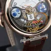 1822 Ottantasei Tourbillon Montre à quartz suisse pour homme Boîtier en acier or rose 18 carats Cadran squelette blanc Bracelet en cuir marron Montres Puretime Z01B2