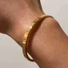 Charmarmband 2023 Nya Bohemian Geometric Zircon Bangles för kvinnor Rostfritt stål Personlighet Design Devil's Eye Bangle Armelets smycken Q230925