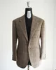 Casaco de tweed masculino lã formal noivo usar trabalho vintage negócios personalizar smoking blazer 2 peças jaqueta e colete