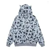 Men's Hoodies American Vintage Animal Alphabet Printed Zipper Hoodie For Men And Women Y2K Spring Fall Fashion Brand Cardigan Jacket