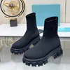 Luxury Designer Shoes Classic Elastic Knitted Socks Boots New High Sleeve Knee Length Boots Matsutake Thick Sole Sawtooth Short Boots