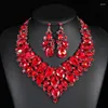 Ketting Oorbellen Set Overdreven Voor Vrouwen Trend Kristal Bloem Accessoire Sets Bruidsjurken Avondjurk Feestsieraden