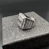 Hip Hop Square Stainless Steel KING Letters Casting Ring Bling 18K Gold Plated Men's Ring Jewelry