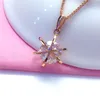 Kedjor Creative Plated 14k Rose Gold Geometric Stars Pendant 585 Sparkling Crystal Necklace Light Luxury Jewelry Gift