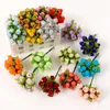 Dried Flowers 12PCslot Mini Artificial Rose Bouquet Silk Fake For Home Decor Wedding Decoration Craft Wreath Gift Accessories 230923