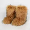 y2k fur boots Winter Winal Women Shibuya حار فتاة أفخم الثعلب فو فو فرو قطعة واحدة من أحذية الثلج 230925