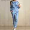 Damskie dresy dresowe stały kolor Kobiety 2pcs Jogging Suit TrackSuits Pole z kapturem z kapturem Zestaw L230925