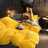 New 4PCS Plain Color Thicken Flannel Warm Bedding Set Velvet Duvet Cover Bed Sheet Pillowcases Home Bed Linens Y200417218i