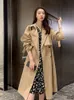 Womens Wool Blends Lapel Women Trench Coat Topcoat Doublebreasted Casual Pure Color Autumn Winter Overgarment Waistband Windbreak Jacket 230925