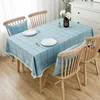 Dining table cloth rectangular American style rural tablecloth cotton linen small fresh tea table checkered desk cloth