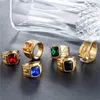 Wedding Rings Hip Hop Jewelry Vintage Multi Color Crystal Gemstone Finger For Women Wholesale Stainless Steel Band Bulk Items