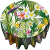 Table Cloth Phyto-Floral Seamless Prints Design Tropical Palm Leaves And Flowers Round Tablecloth Decorated The Kitchen