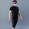 Men's Swimwear 2023 Split Swimsuit Short-sleeved Beach Water Sports Snorkeling Swimming Surfing Suit Plus Size Sunscreen Quick-drying