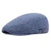 Berets Handsome Cotton And Linen Solid Color Beret Men Women Cap Retro Old Forward Outdoor Travel Hat Monochrome F16