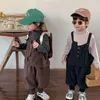 Kläder sätter barn set 2023 Spring Autumn Fashionable Cotton Linne Casual Baby Boys and Girls Retro Vest Two Piece