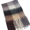 Tonglu Industrial Belt Single AC samma stil Rainbow Plaid Scarf Women's Thicked and Warm Imitation Mohair Shawl Neck