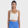 Yoga Outfit Seamless Rib Sports Bra Top Double Spaghetti Straps Fitness Bralette Women Gym Tank Crop Push Up Tight Padded Underwear