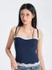 Kvinnors tankar Kvinnor S Spaghetti Straps Cami Top Summer Y2K ärmlös Square Neck Backless Corset Crop Topps Streetwear