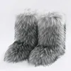 y2k fur boots Winter Winal Women Shibuya حار فتاة أفخم الثعلب فو فو فرو قطعة واحدة من أحذية الثلج 230925