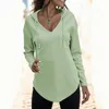 Women's Hoodies V Neck 2023 Solid Songe Sweatshirt DrawShirt Trawn Puls Pullover Tops med Pocket Female Clothing