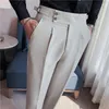 Garnitury męskie najwyższej jakości moda Neapol Drape Drape High talii garniturowe dla mężczyzn odzież 2024 Slim Fit Casual Proste Spodle Formal Wear 36-29