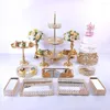 Bakeware Tools 30st Gold Cake Stand Set smidesjärn utsökta rack basdessert bröllop cupcake fest bord godis bar dekor