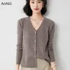 Damen Strick Oversize Cardigan Damen 2023 Solide Winter Sommer Dünn Lose V-Ausschnitt Warm Langarm Weiblich Korea Damen Knopfleiste gestrickt